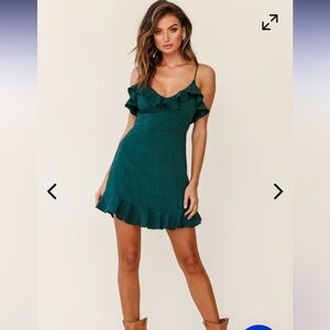 Selfie Leslie Saints and Secrets Green Ruffled Sweetheart Sundress